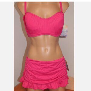 NWT Coco Rave Swimsuit Bikini Skirt 2pc set Size S Watermelon Skirt
